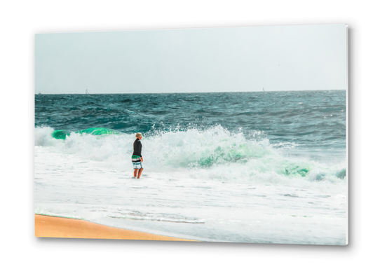 sandy beach with blue wave at Oxnard Beach California USA Metal prints by Timmy333