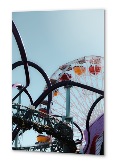 Ferris wheel at Santa Monica pier California USA with blue sky Metal prints by Timmy333