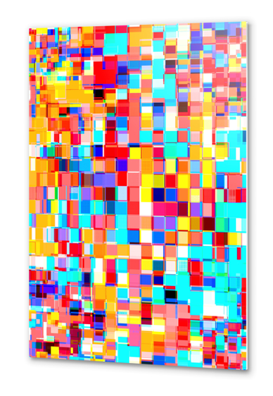 graphic design geometric pixel square pattern abstract background in red blue orange yellow Metal prints by Timmy333