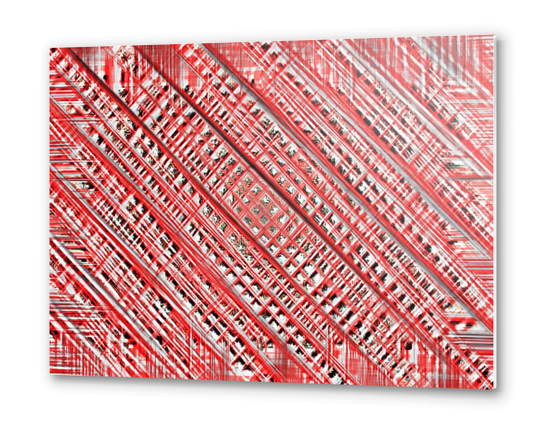 geometric line pattern texture abstract background in red Metal prints by Timmy333