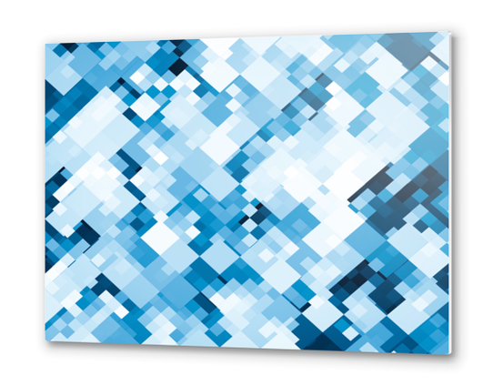 geometric square pixel pattern abstract background in blue Metal prints by Timmy333