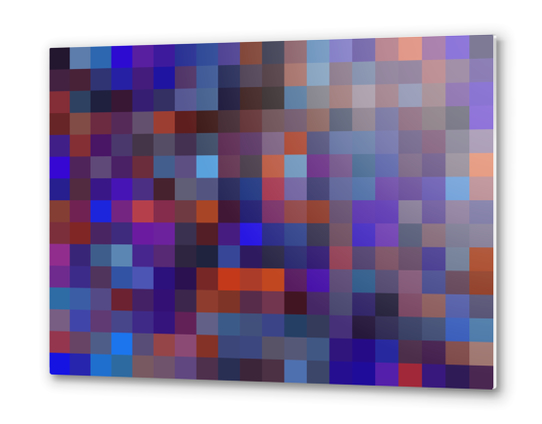 geometric square pixel pattern abstract background in blue purple orange Metal prints by Timmy333