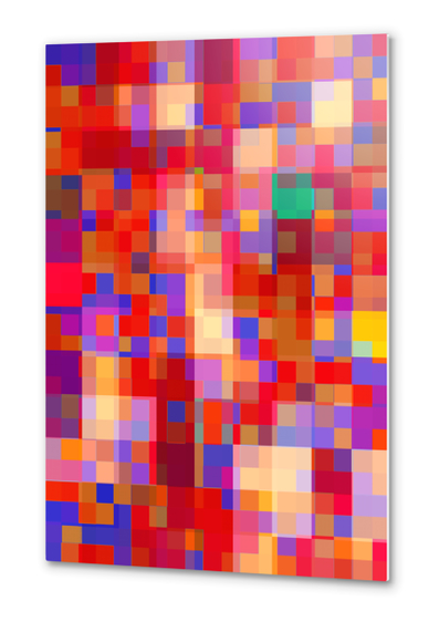 geometric pixel square pattern abstract background in red blue orange Metal prints by Timmy333