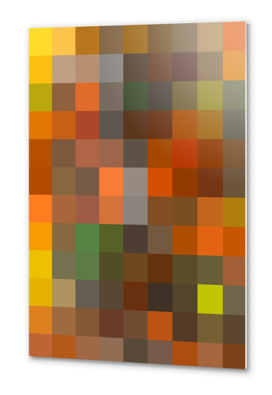 graphic design pixel geometric square pattern abstract background in orange brown yellow Metal prints by Timmy333