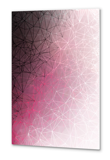 fractal geometric line pattern abstract art in pink Metal prints by Timmy333