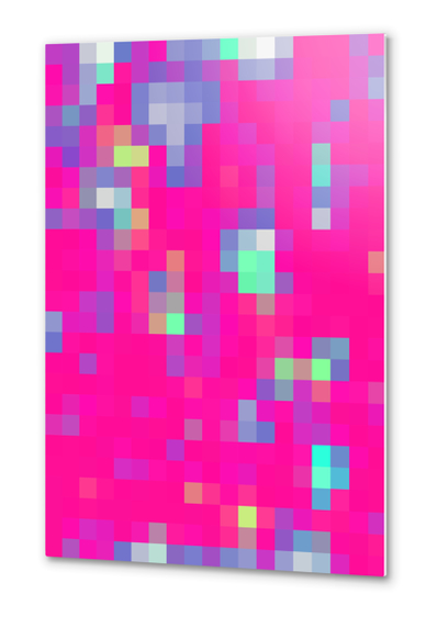 geometric pixel square pattern abstract background in pink blue Metal prints by Timmy333