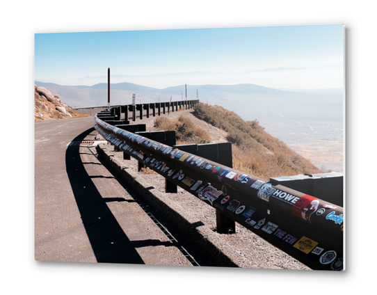 metal road fencing with mountain view in California USA Metal prints by Timmy333