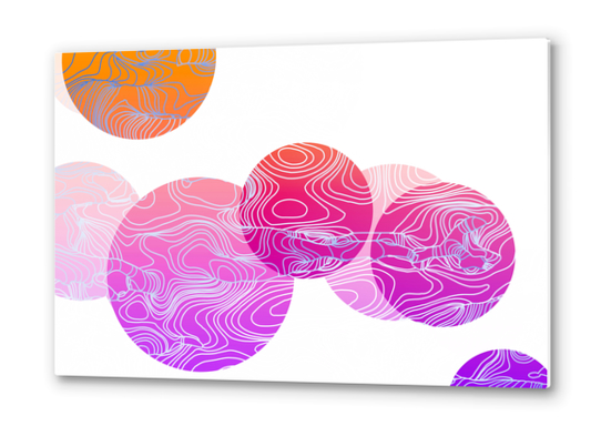 colorful geometric circle abstract background in pink purple orange Metal prints by Timmy333