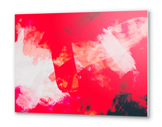 splash painting texture abstract background in red Metal prints by Timmy333