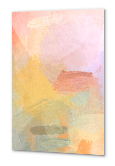 abstract splatter brush stroke painting texture background in pink yellow Metal prints by Timmy333