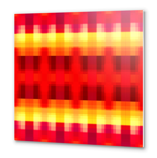 symmetry graphic design pixel geometric square pattern abstract background in red yellow Metal prints by Timmy333