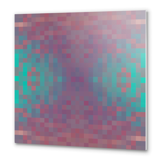 geometric symmetry art pixel square pattern abstract background in pink blue Metal prints by Timmy333