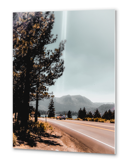 road with mountain and blue sky view at Mammoth Lakes California USA Metal prints by Timmy333