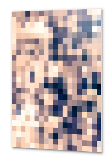 graphic design pixel geometric square pattern abstract background in brown black Metal prints by Timmy333