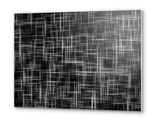 geometric line pattern abstract background in black and white Metal prints by Timmy333