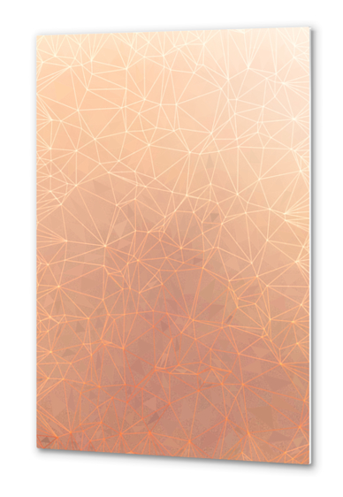 fractal geometric line pattern abstract art in brown Metal prints by Timmy333