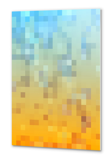 graphic design geometric pixel square pattern abstract background in yellow blue Metal prints by Timmy333