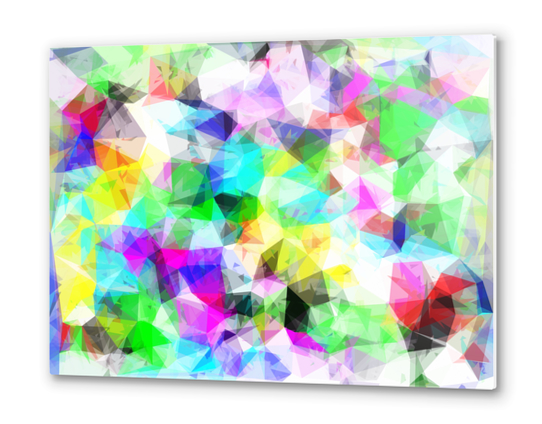 geometric triangle shape pattern abstract in blue pink green yellow Metal prints by Timmy333