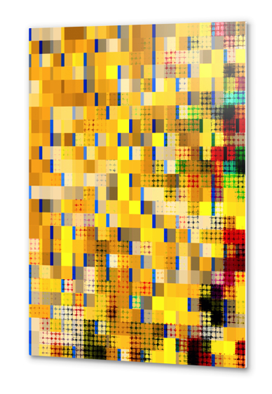 geometric pixel square pattern abstract background in yellow blue red Metal prints by Timmy333