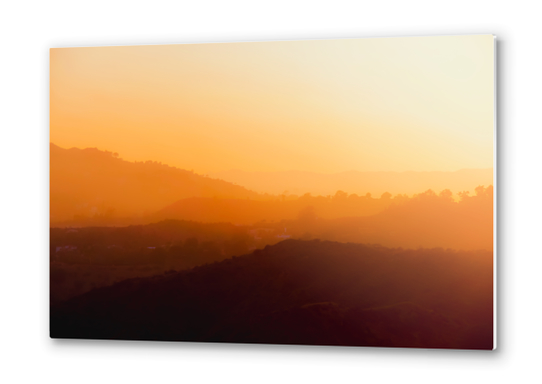 sunset with mountain layer in Los Angeles California USA Metal prints by Timmy333