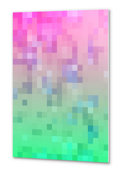 graphic design geometric pixel square pattern abstract background in pink blue green Metal prints by Timmy333