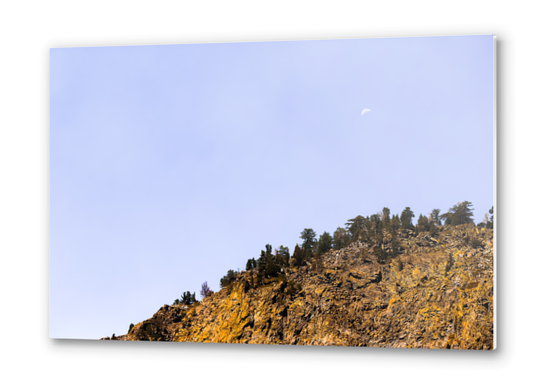 Moon and mountain with clear blue sky at Lake Tahoe, California, USA Metal prints by Timmy333