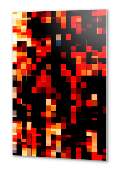 geometric pixel square pattern abstract background in red brown Metal prints by Timmy333