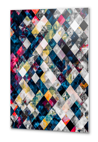 geometric pixel square pattern abstract background in blue pink Metal prints by Timmy333