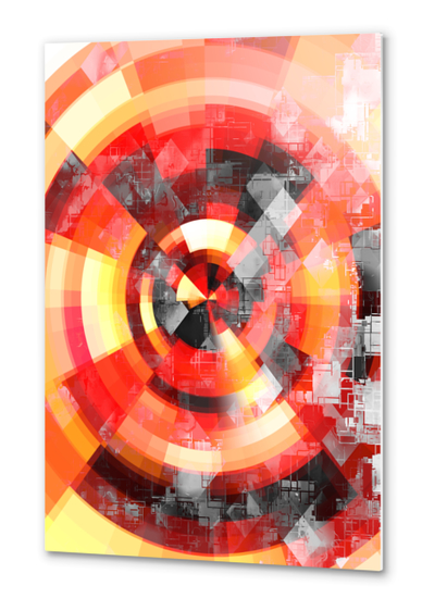 graphic design geometric circle pattern abstract background in red brown yellow Metal prints by Timmy333