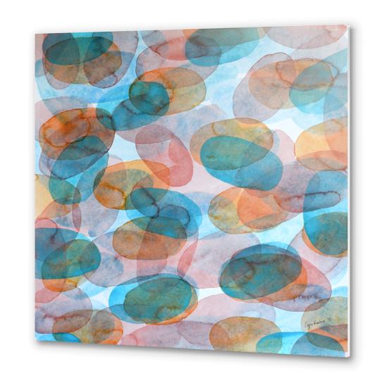 Orange Blue Red Ovals Metal prints by Heidi Capitaine