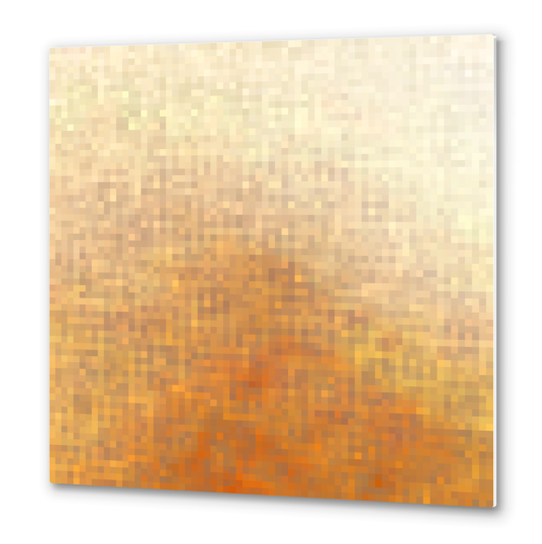 graphic design geometric pixel square pattern abstract in brown Metal prints by Timmy333