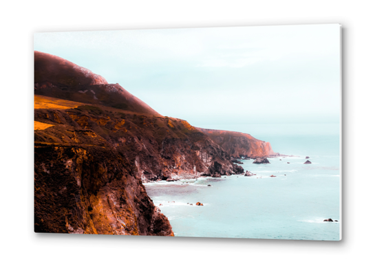 Mountains with ocean view at Big Sur, Highway 1, California, USA Metal prints by Timmy333