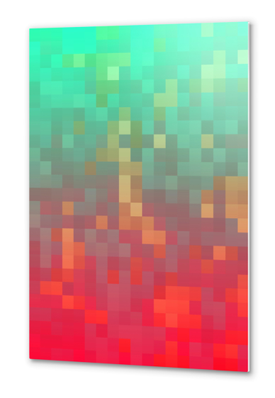 geometric pixel square pattern abstract background in pink green Metal prints by Timmy333