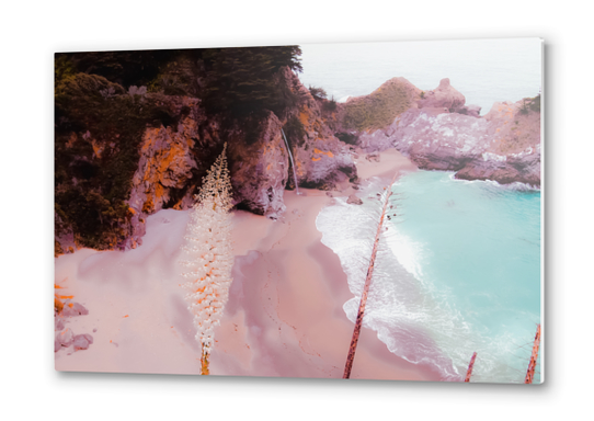 waterfall and beach view at Mcway Falls, Big Sur, Highway 1, California, USA Metal prints by Timmy333