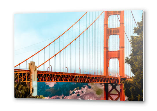 Closeup the Golden Gate Bridge with blue sky, San Francisco, USA Metal prints by Timmy333