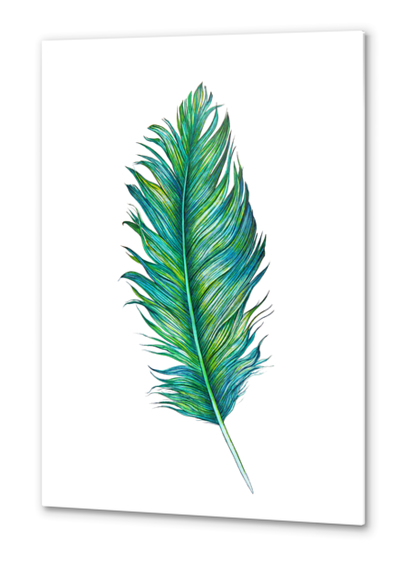 Blue Feather Metal prints by Nika_Akin