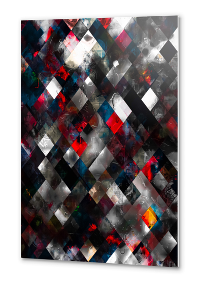 geometric pixel square pattern abstract background in red blue Metal prints by Timmy333