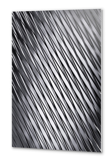 geometric line pattern abstract background in black and white Metal prints by Timmy333