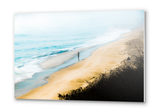 sandy beach blue wave at Point Mugu State Park, California, USA Metal prints by Timmy333