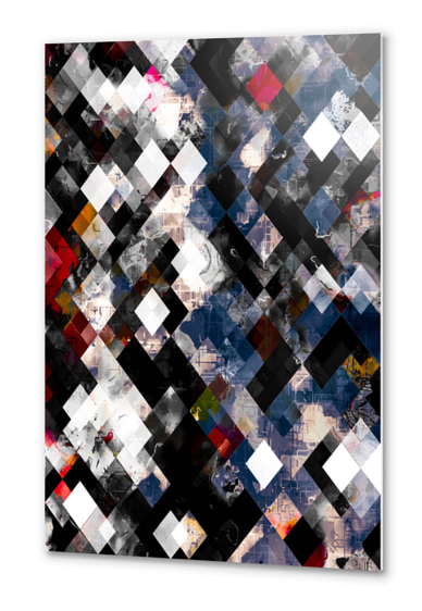 geometric pixel square pattern abstract background in blue red black Metal prints by Timmy333