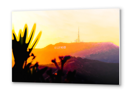 sunset sky at Hollywood Sign, Los Angeles, California, USA Metal prints by Timmy333