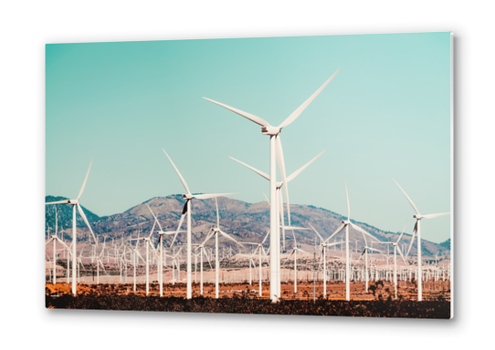 Wind turbine in the desert at Kern County California USA Metal prints by Timmy333