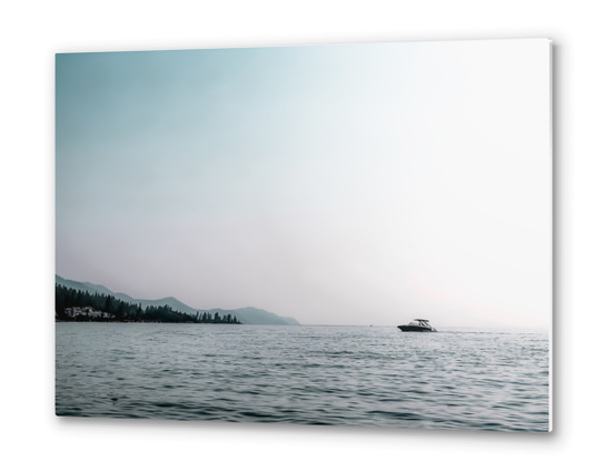 boat on the water with blue sky at Lake Tahoe USA Metal prints by Timmy333