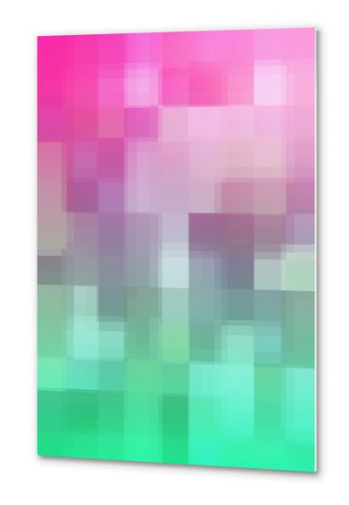 geometric pixel square pattern abstract background in pink green Metal prints by Timmy333