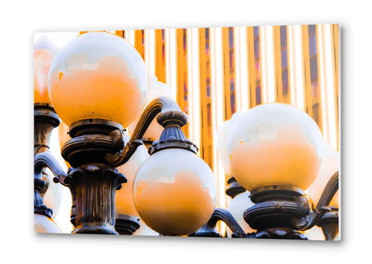 Closeup Urban Lights with building background at LACMA art museum, Los Angeles, California, USA Metal prints by Timmy333