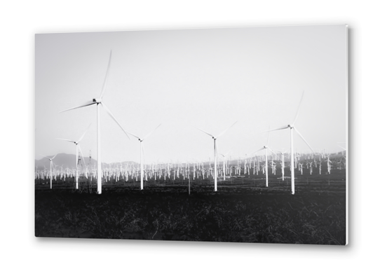 wind turbine in California desert in black and white Metal prints by Timmy333