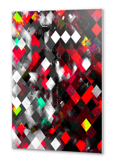 red geometric pixel square pattern abstract art background Metal prints by Timmy333