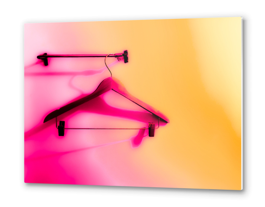 wood hanger with pink and orange wall background Metal prints by Timmy333