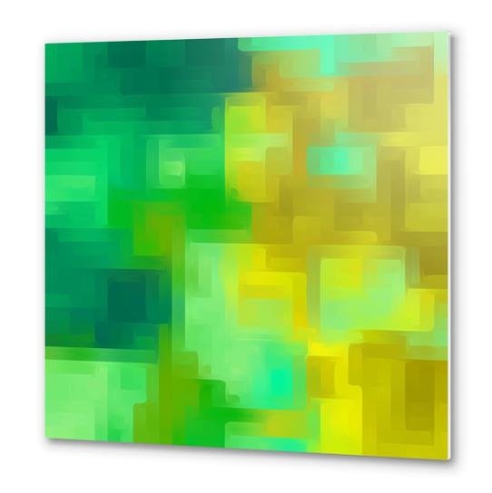 green and yellow painting texture abstract background Metal prints by Timmy333