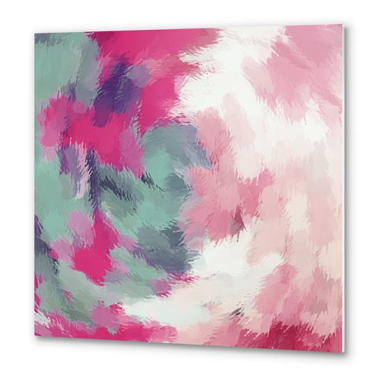 red pink and green painting texture abstract background Metal prints by Timmy333